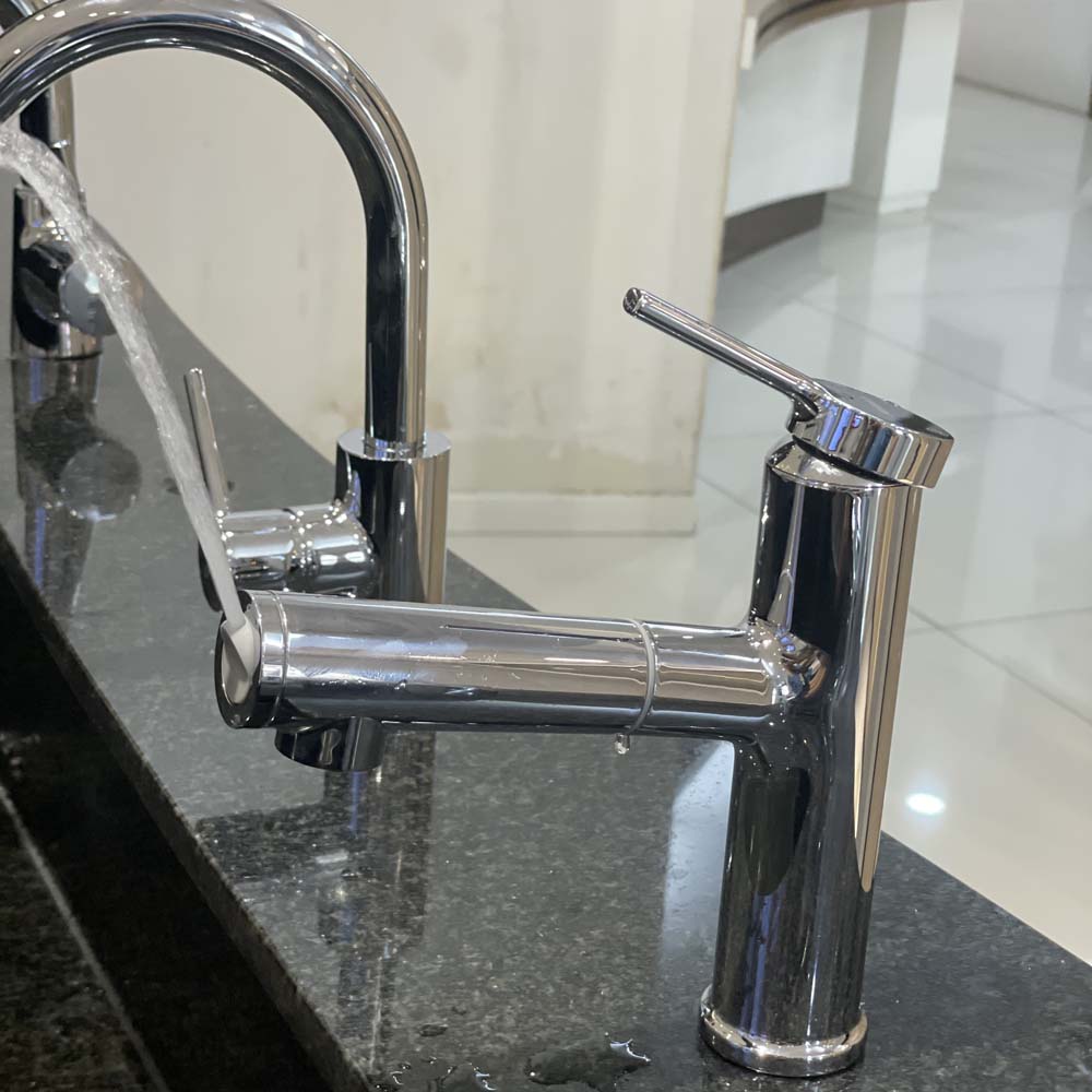 Vòi chậu lavabo nóng lạnh dây rút Caesar B196C