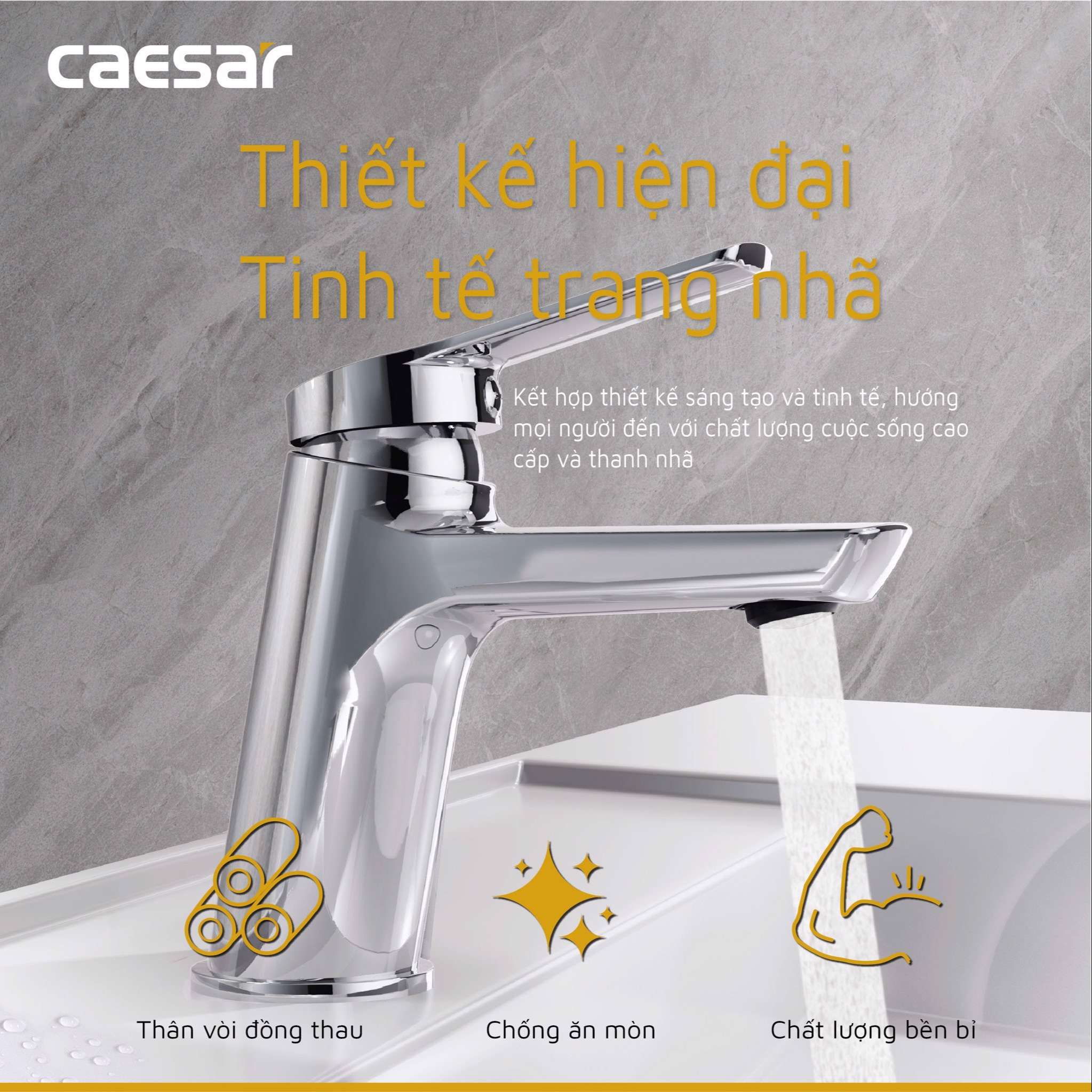 Vòi chậu lavabo nóng lạnh Caesar B200CU