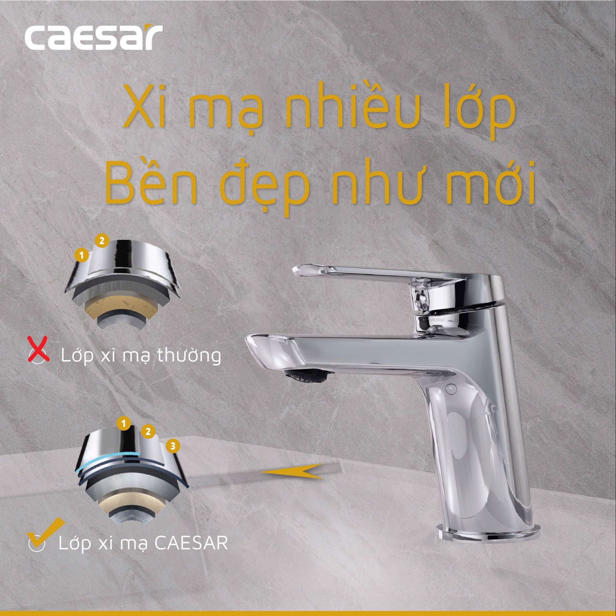 Vòi chậu lavabo nóng lạnh Caesar B200CU