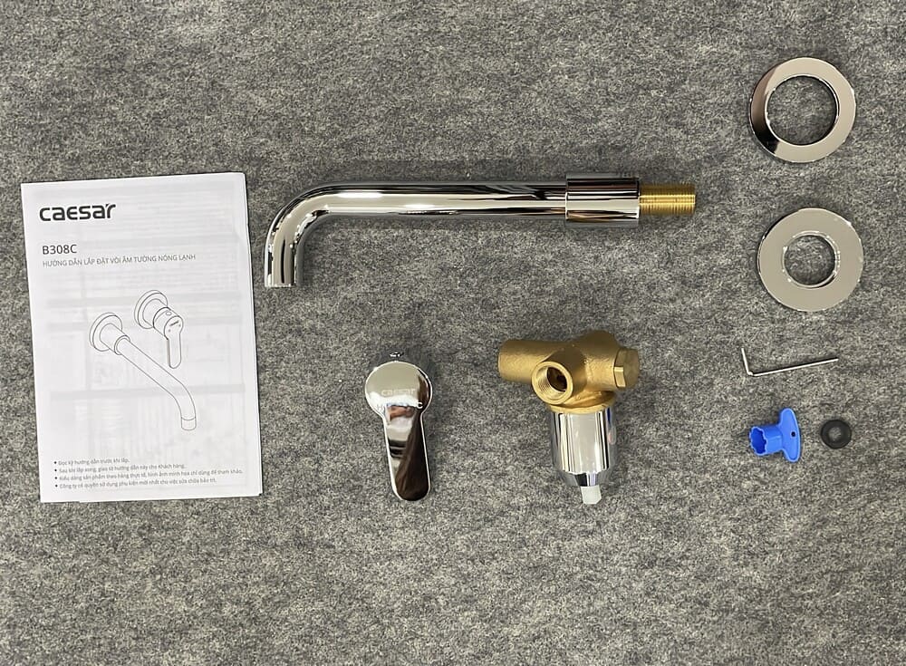 Vòi lavabo nóng lạnh âm tường Caesar B308C