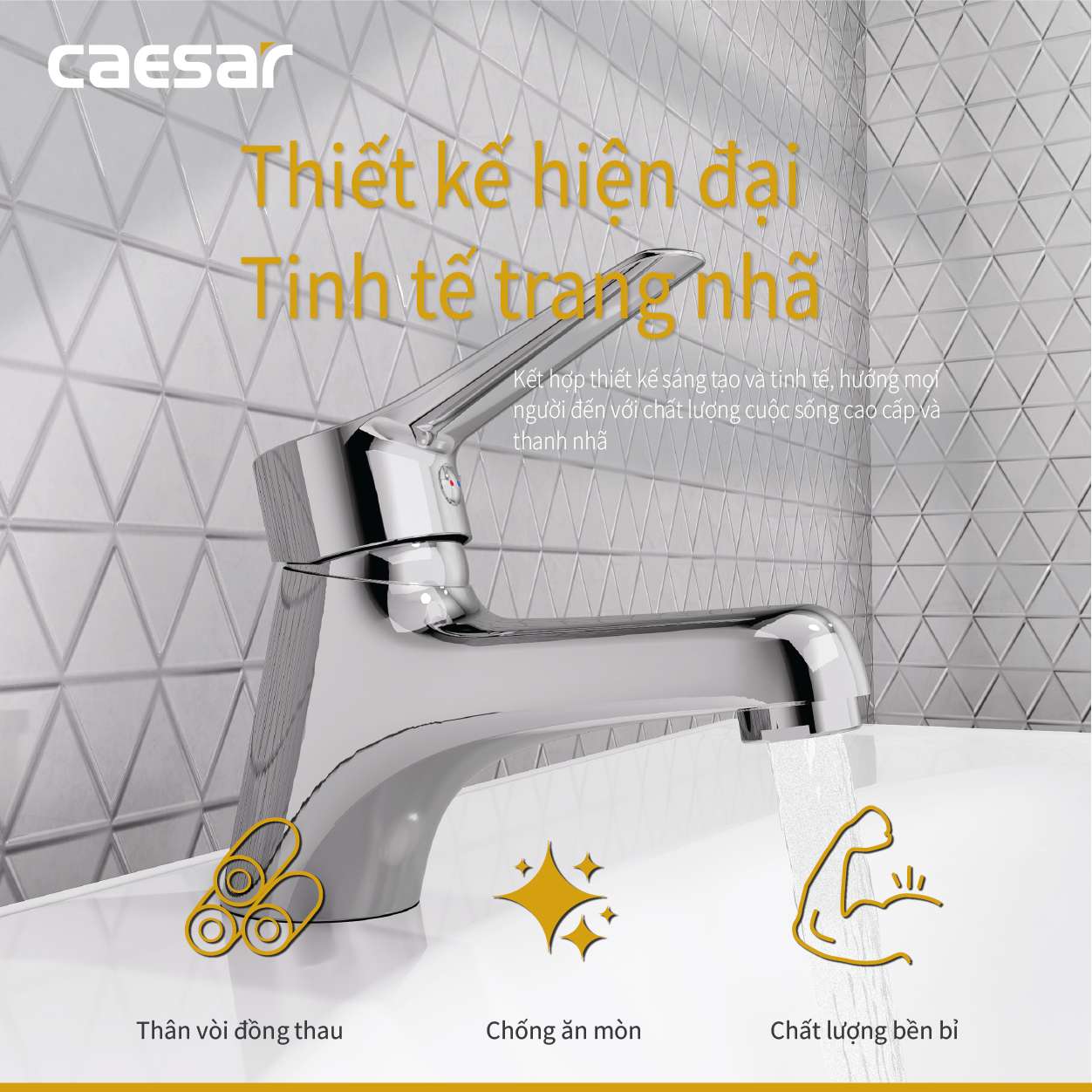 Vòi chậu lavabo nóng lạnh Caesar B330CU