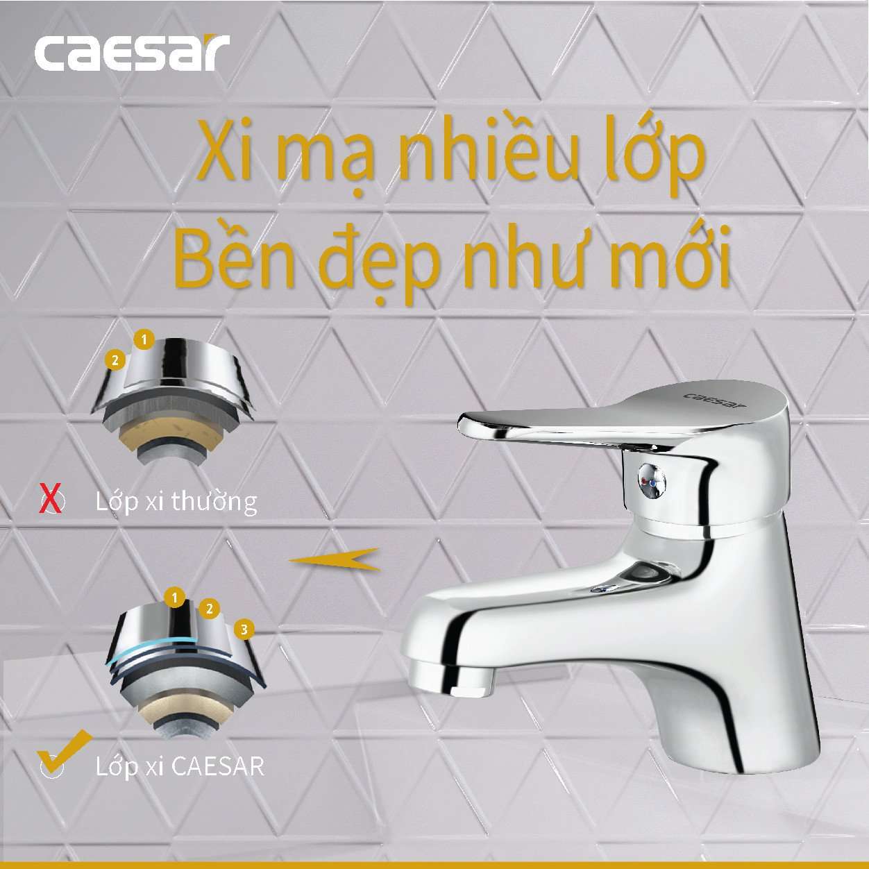 Vòi chậu lavabo nóng lạnh Caesar B330CU