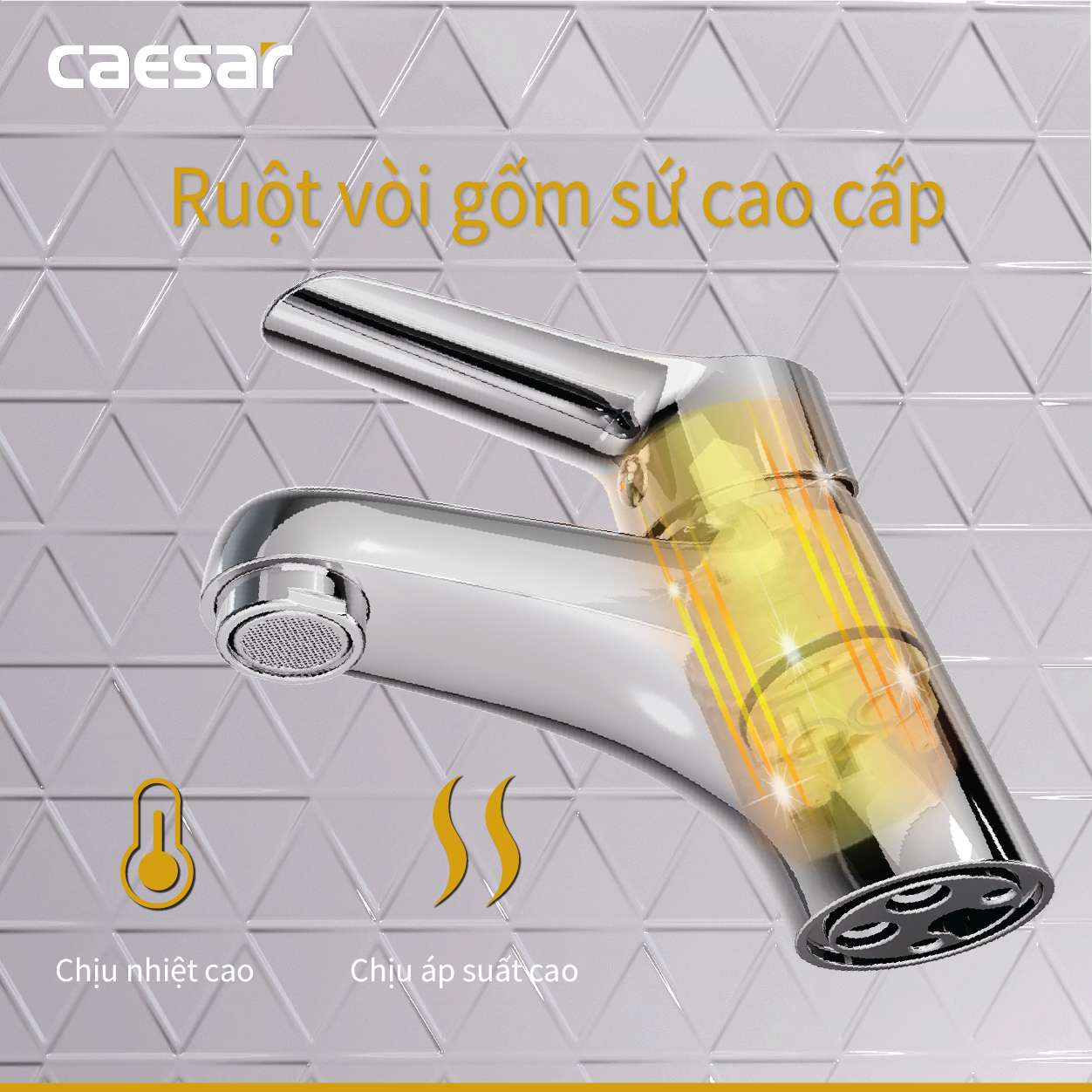 Vòi chậu lavabo nóng lạnh Caesar B330CU