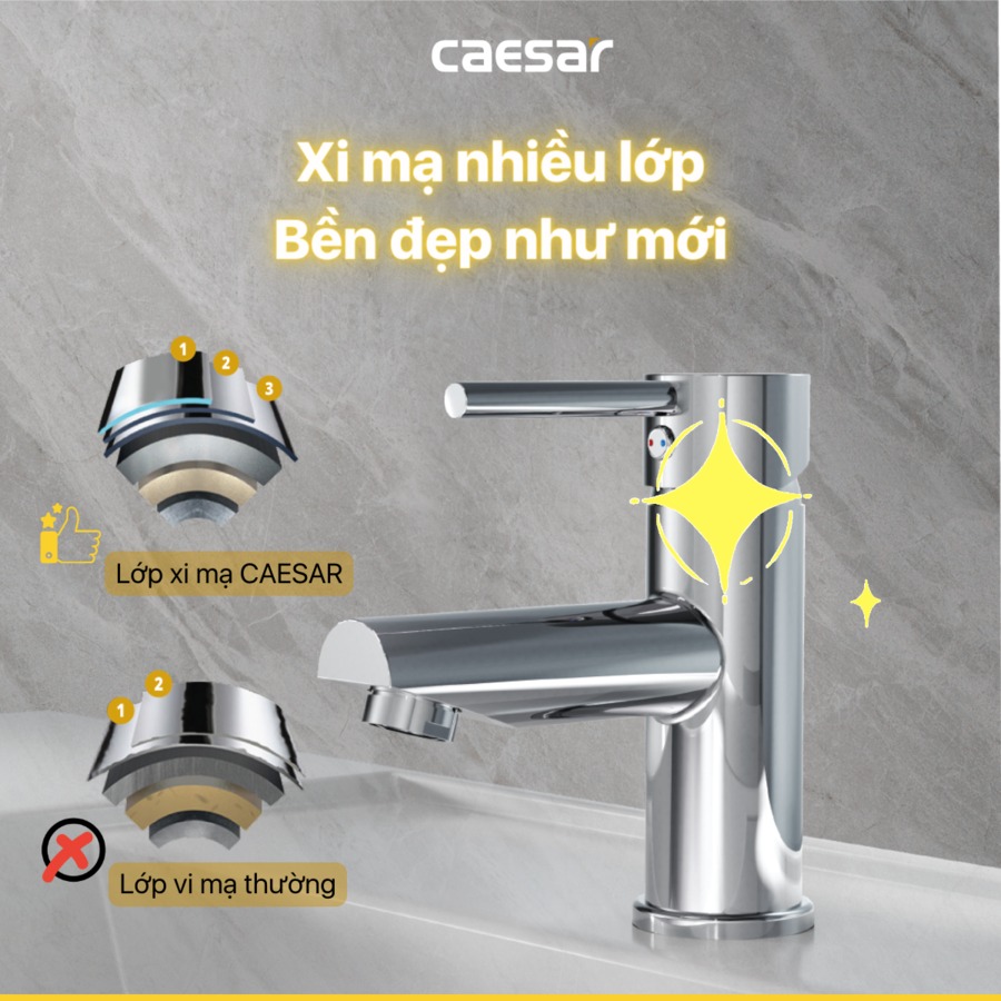 Vòi chậu lavabo nóng lạnh Caesar B350CU