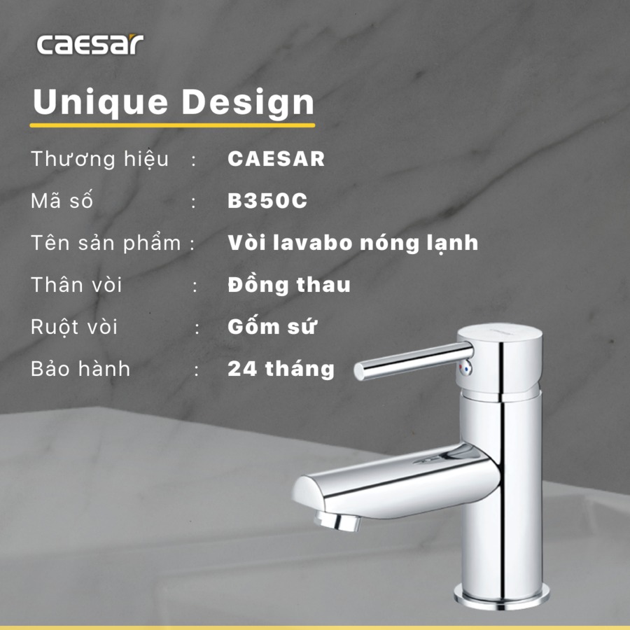 Vòi chậu lavabo nóng lạnh Caesar B350CU