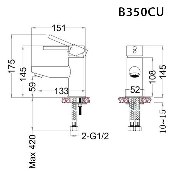 Vòi chậu lavabo nóng lạnh Caesar B350CU