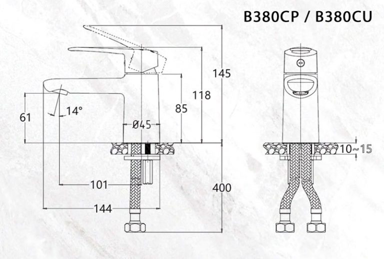 Vòi chậu lavabo nóng lạnh Caesar B380CU