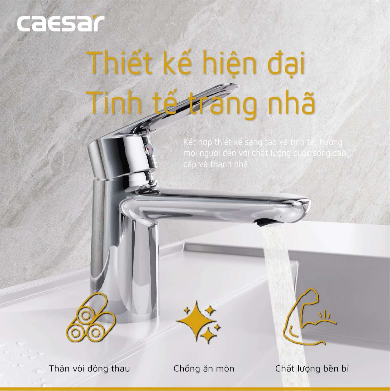 Vòi chậu lavabo nóng lạnh Caesar B380CU