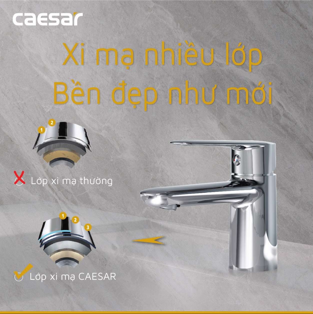 Vòi chậu lavabo nóng lạnh Caesar B380CU