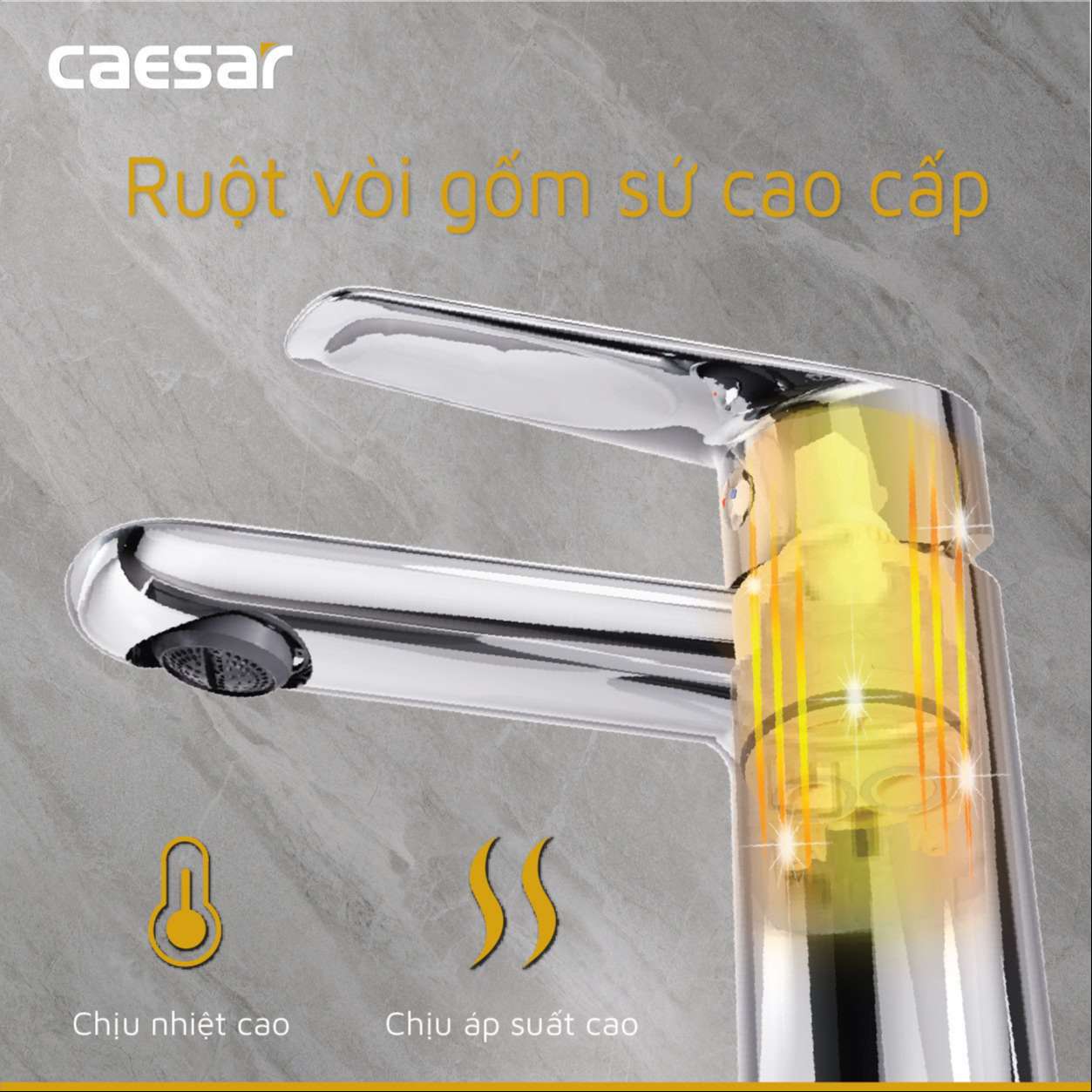 Vòi chậu lavabo nóng lạnh Caesar B380CU