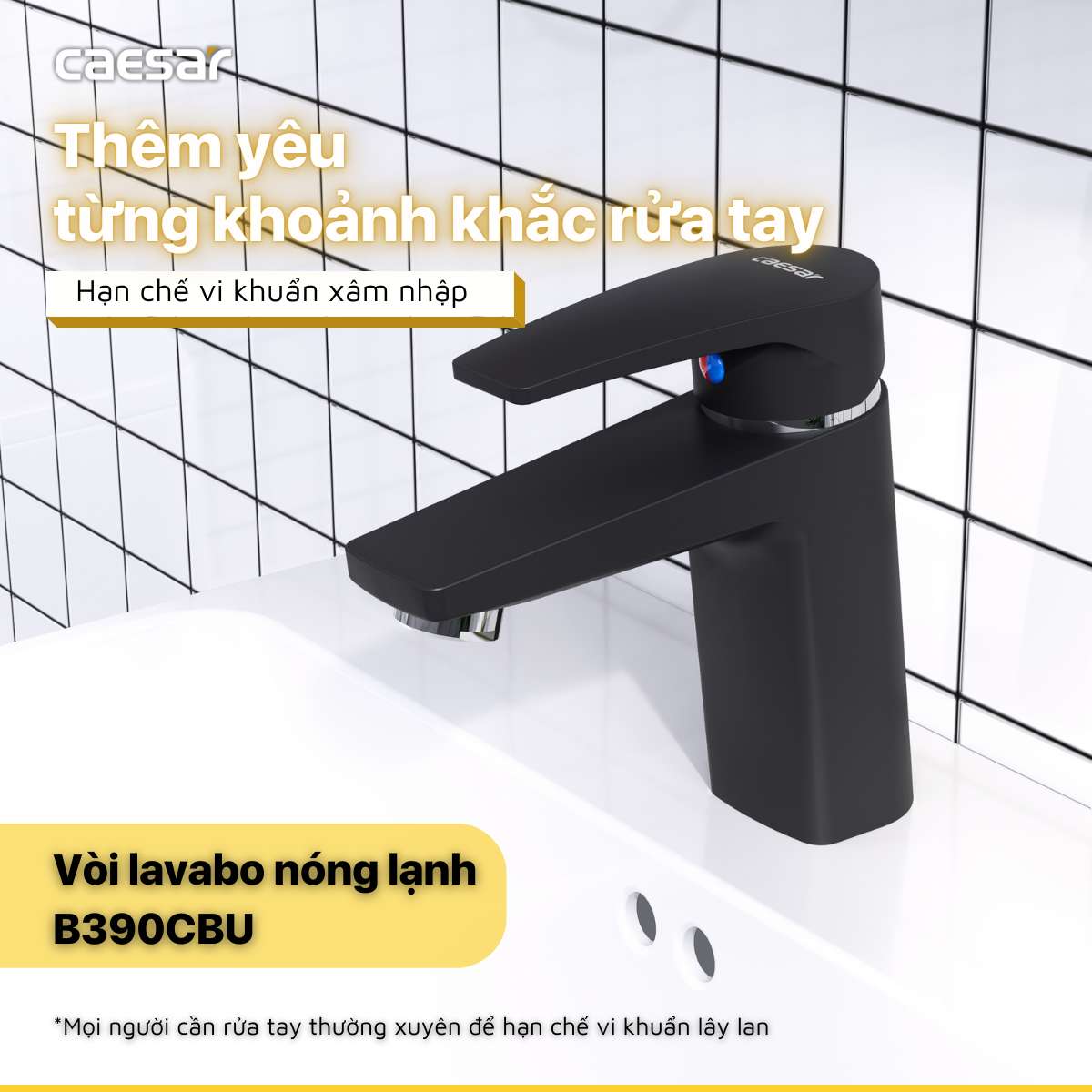 Vòi chậu lavabo nóng lạnh Caesar B390CU / CBU / CGU / CRU / CWU
