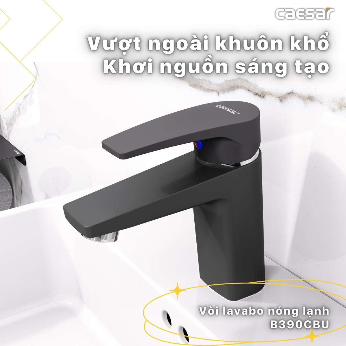 Vòi chậu lavabo nóng lạnh Caesar B390CU / CBU / CGU / CRU / CWU