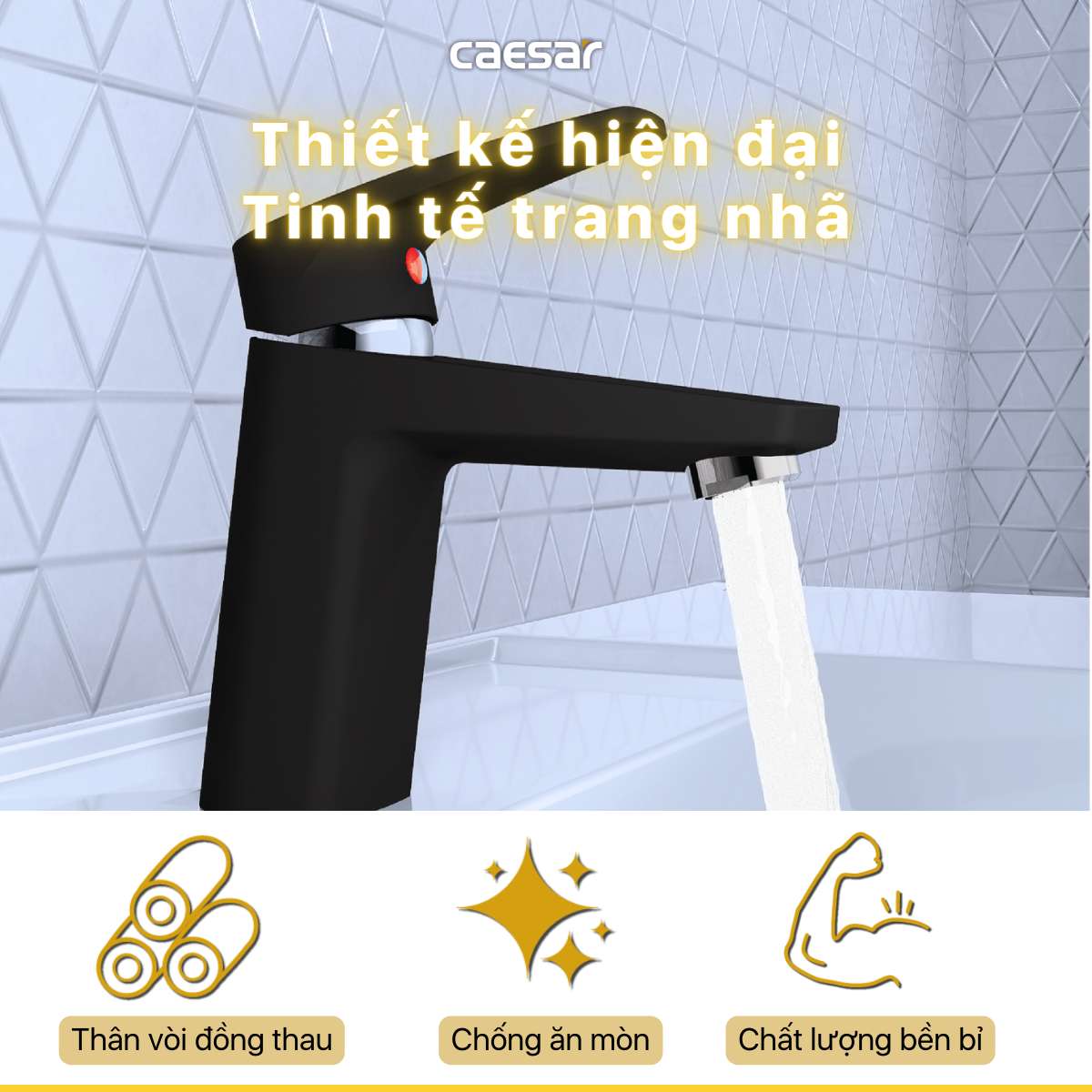 Vòi chậu lavabo nóng lạnh Caesar B390CU / CBU / CGU / CRU / CWU
