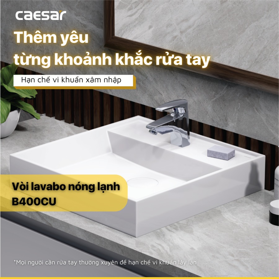 Vòi chậu lavabo nóng lạnh Caesar B400CU