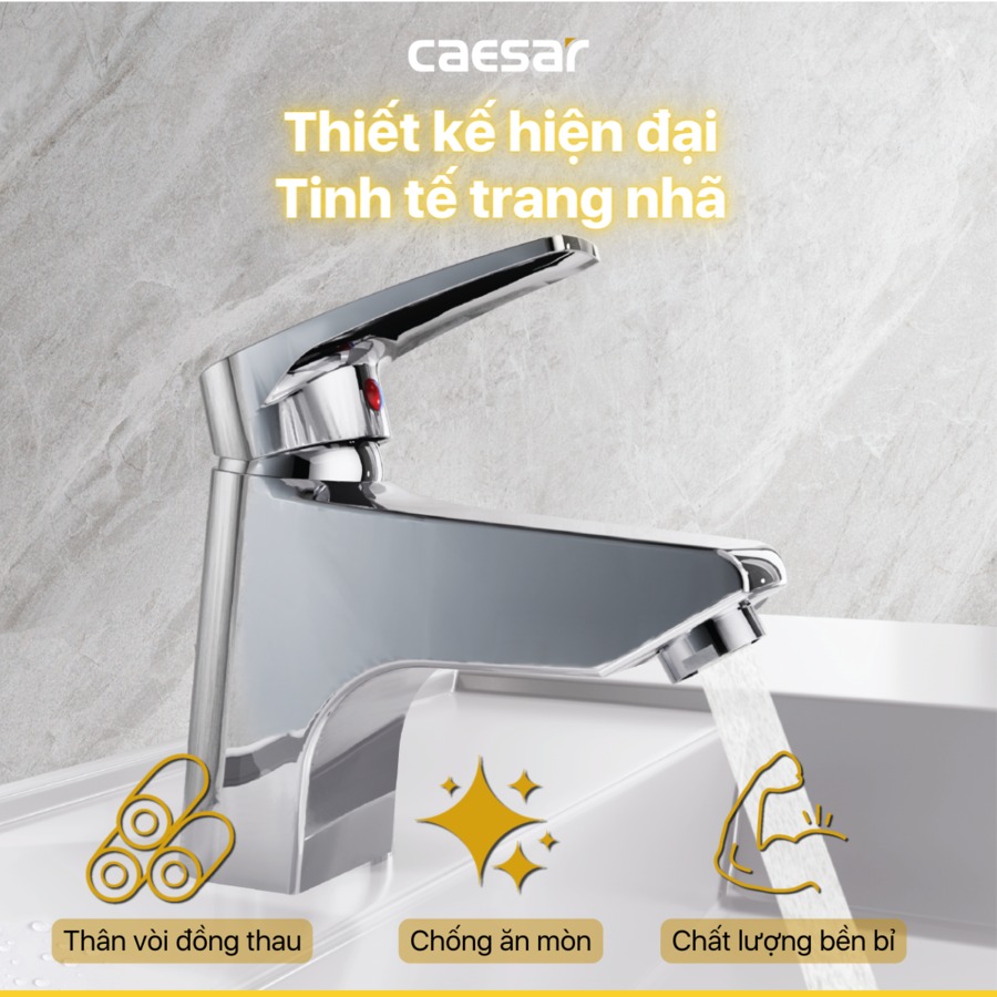 Vòi chậu lavabo nóng lạnh Caesar B400CU