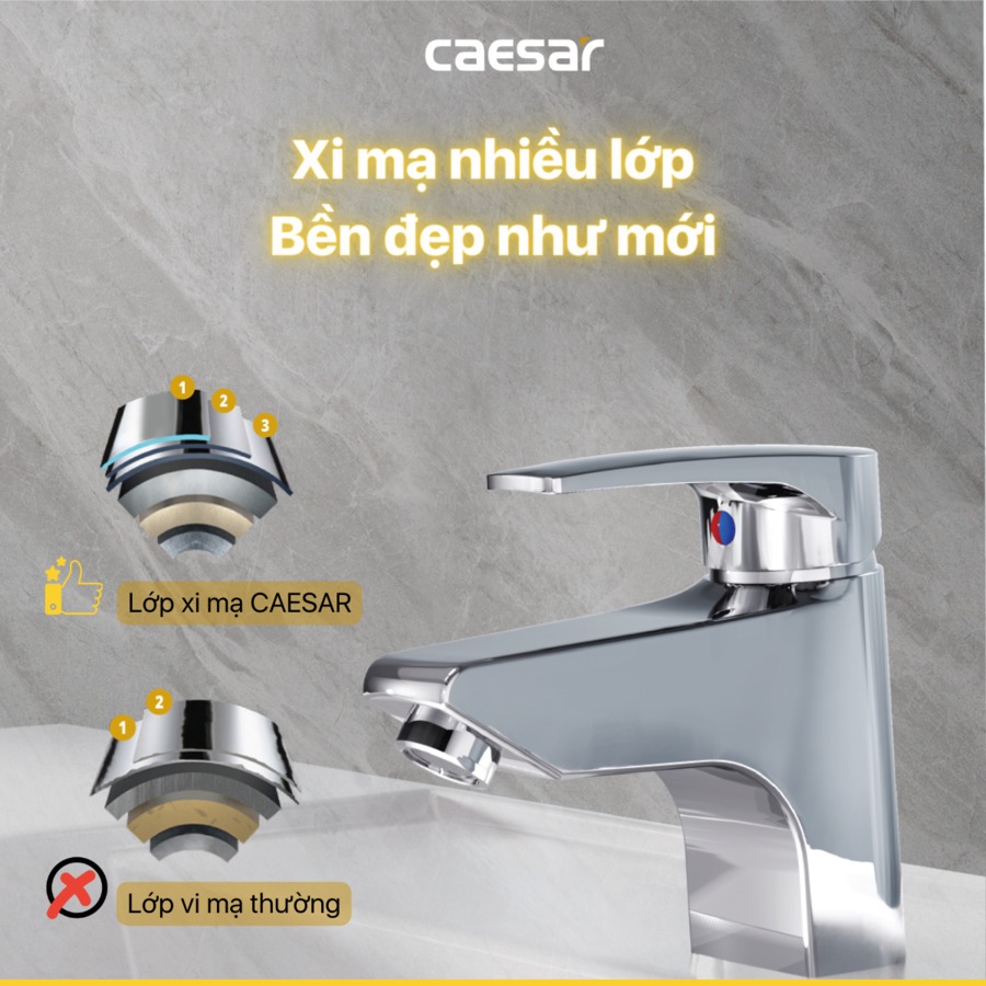 Vòi chậu lavabo nóng lạnh Caesar B400CU