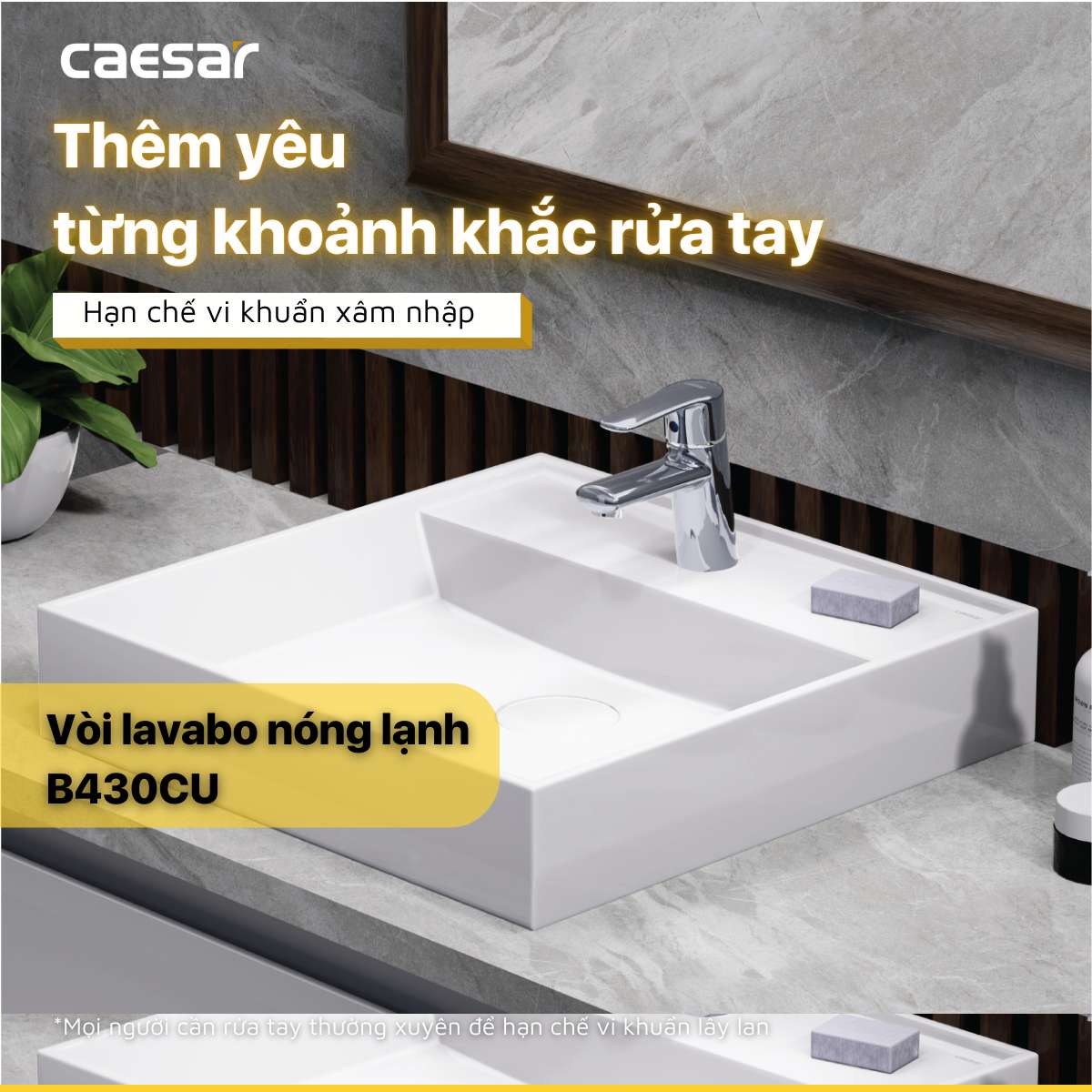 Vòi chậu lavabo nóng lạnh Caesar B430CU
