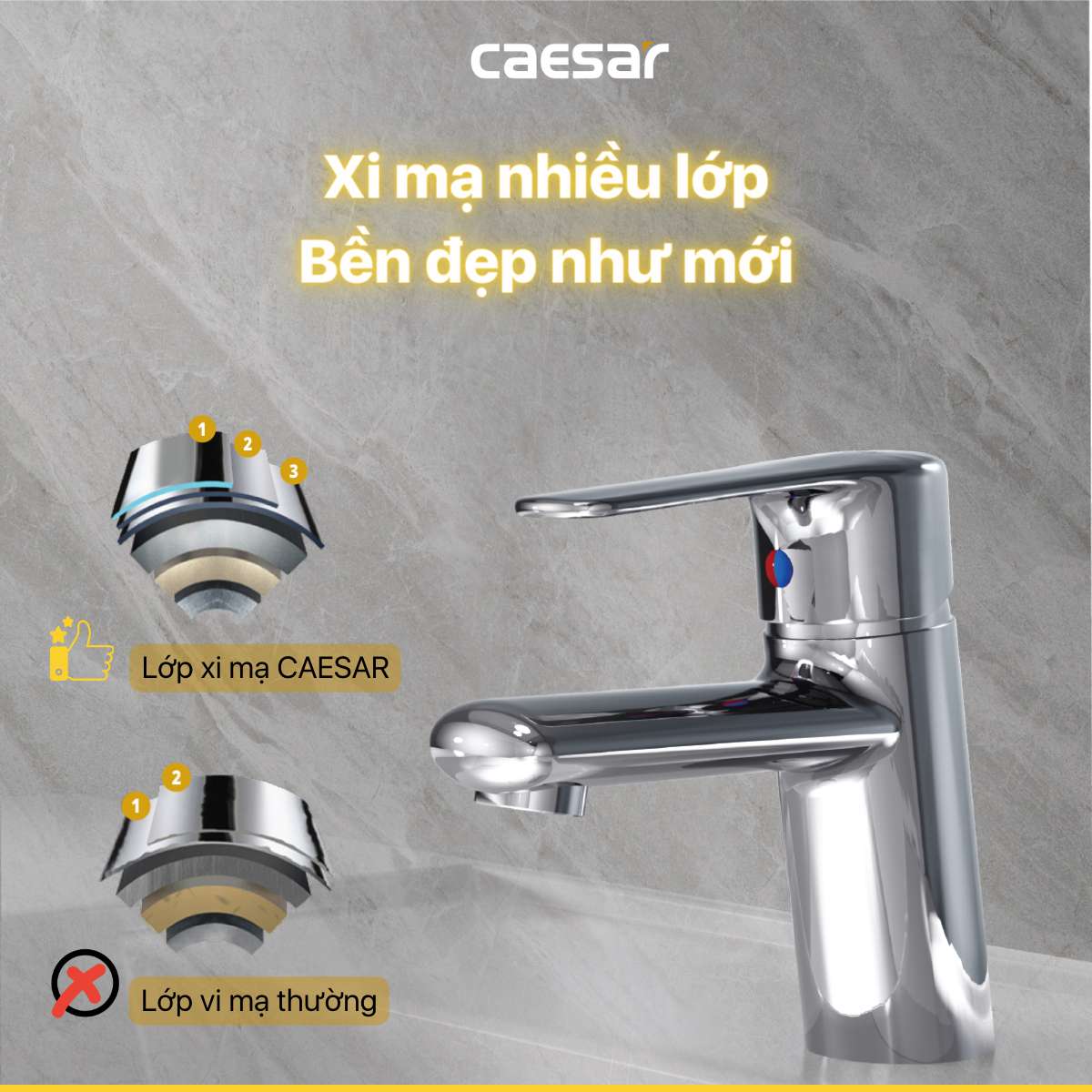 Vòi chậu lavabo nóng lạnh Caesar B430CU
