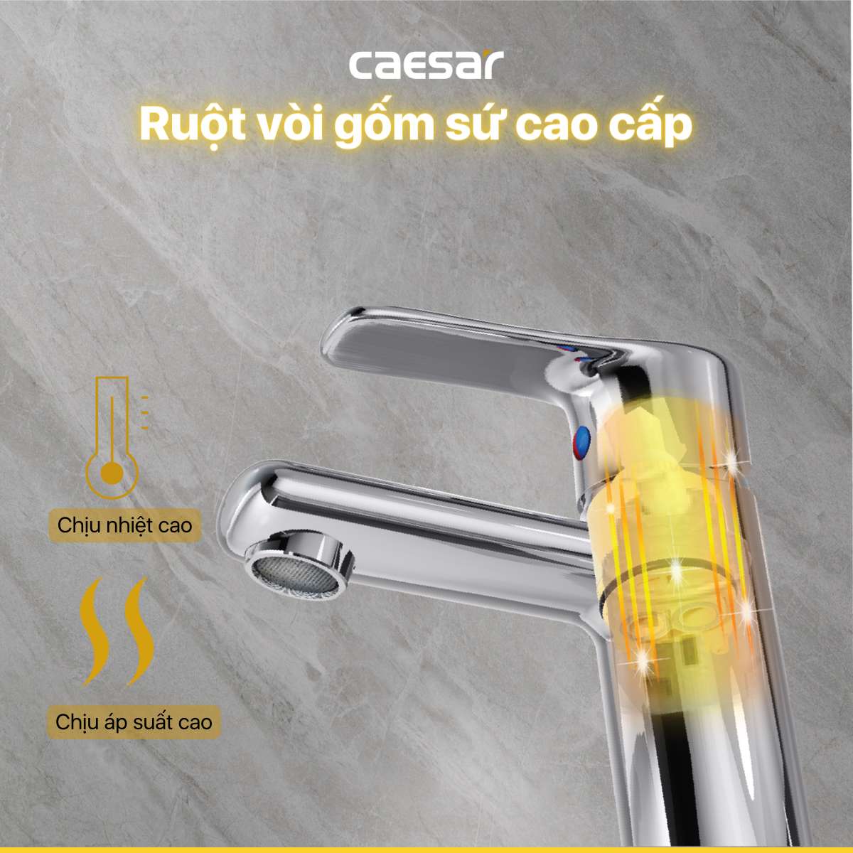 Vòi chậu lavabo nóng lạnh Caesar B430CU