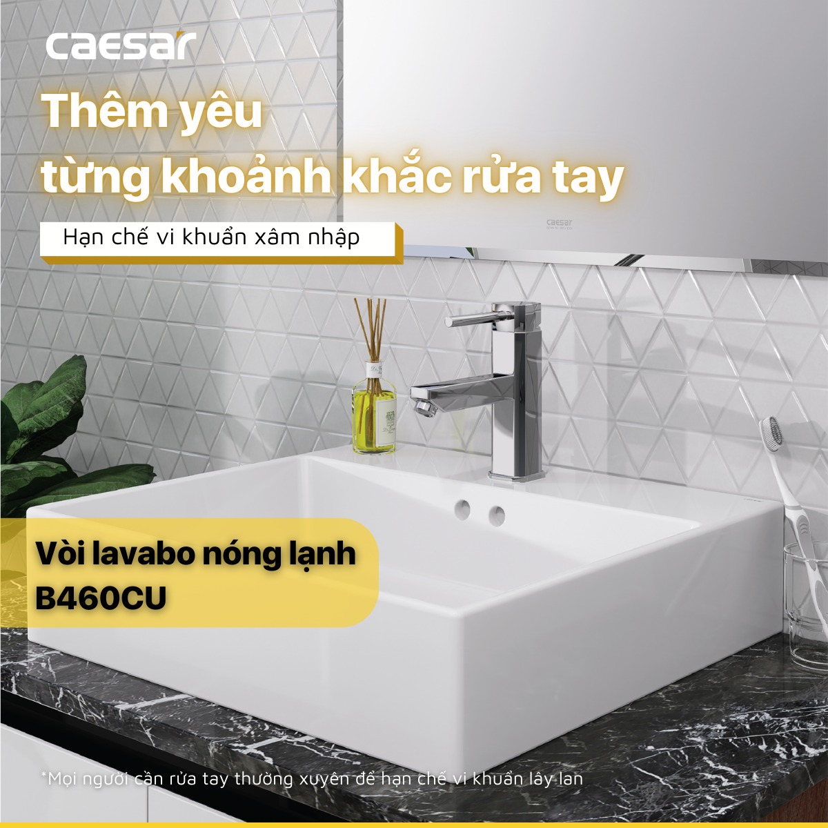 Vòi chậu lavabo nóng lạnh Caesar B460CU