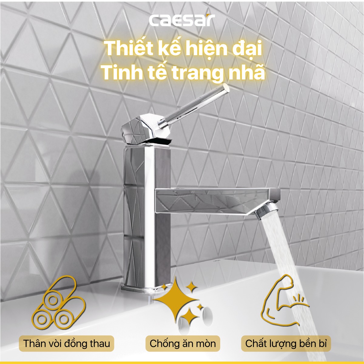 Vòi chậu lavabo nóng lạnh Caesar B460CU