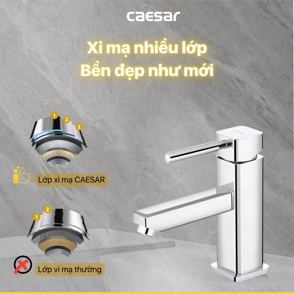 Vòi chậu lavabo nóng lạnh Caesar B460CU