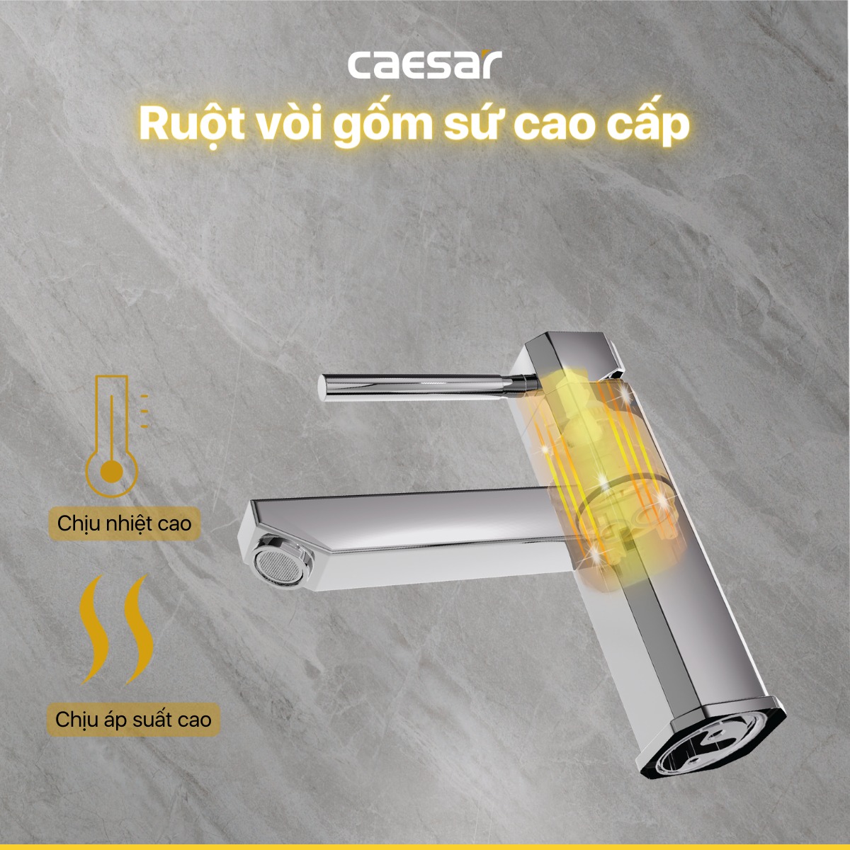 Vòi chậu lavabo nóng lạnh Caesar B460CU