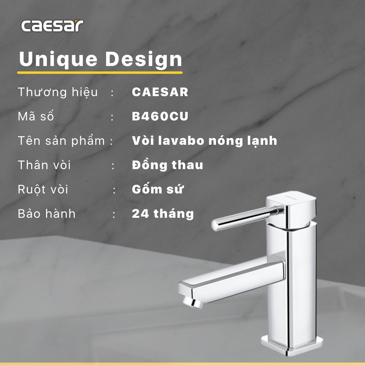 Vòi chậu lavabo nóng lạnh Caesar B460CU
