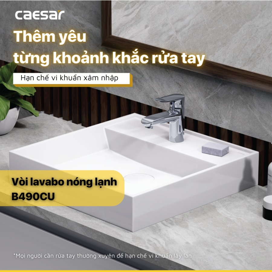 Vòi chậu lavabo nóng lạnh Caesar B490CP / B490CU