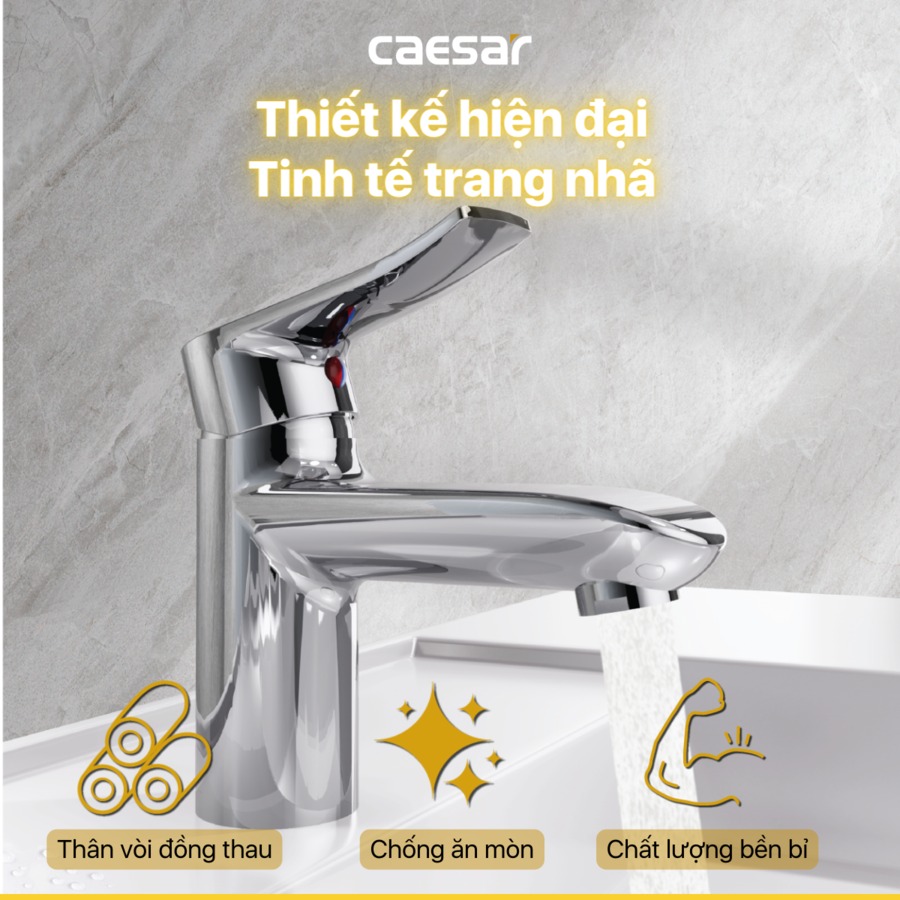 Vòi chậu lavabo nóng lạnh Caesar B490CP / B490CU