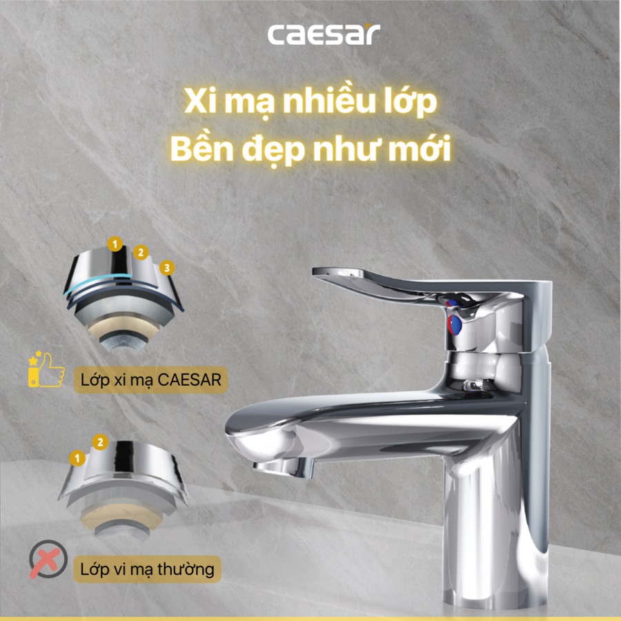 Vòi chậu lavabo nóng lạnh Caesar B490CP / B490CU