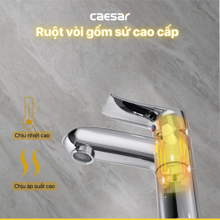 Vòi chậu lavabo nóng lạnh Caesar B490CP / B490CU