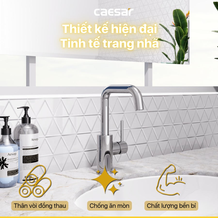 Vòi chậu lavabo nóng lạnh Caesar B520CU