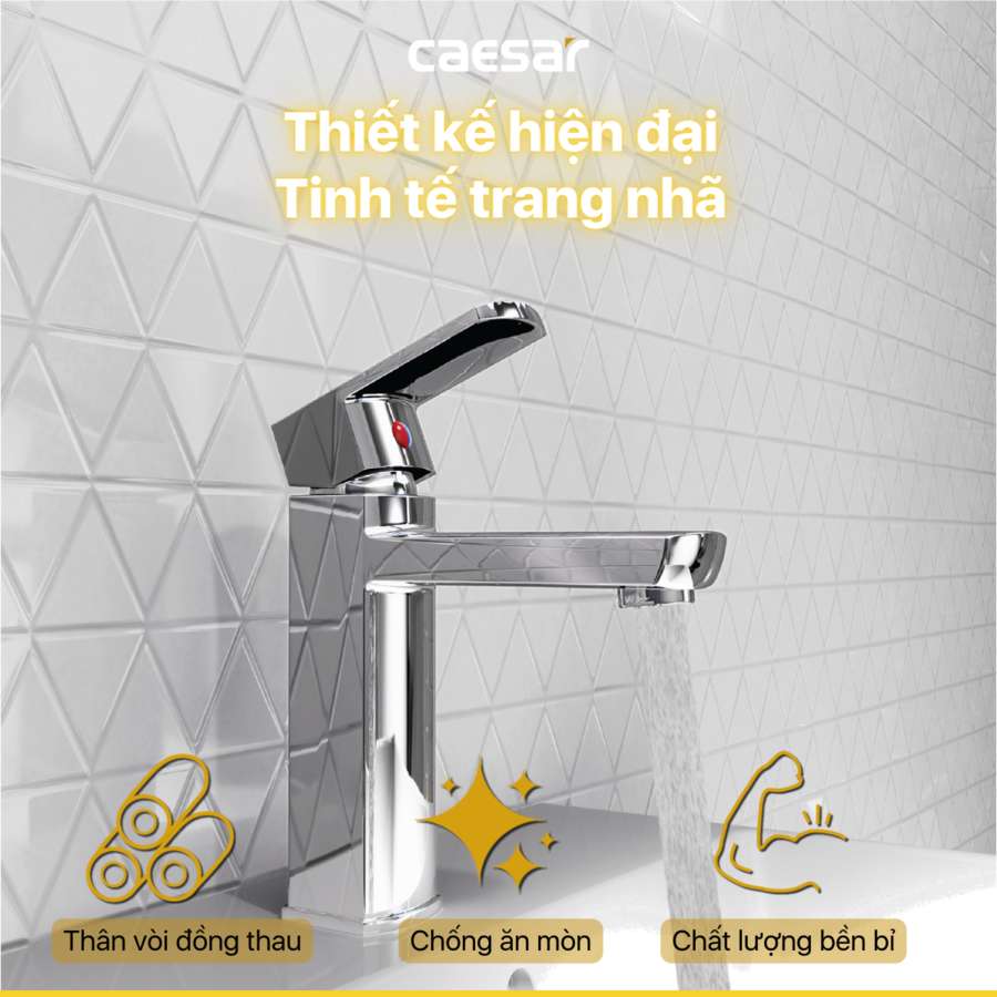 Vòi chậu lavabo nóng lạnh Caesar B550CU
