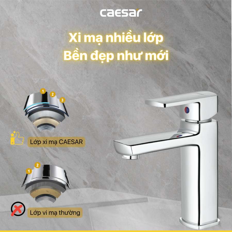 Vòi chậu lavabo nóng lạnh Caesar B550CU