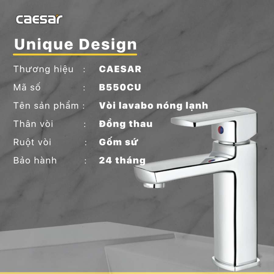 Vòi chậu lavabo nóng lạnh Caesar B550CU