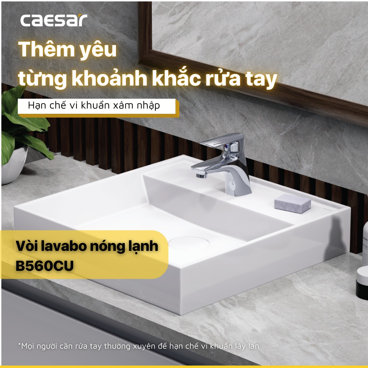 Vòi chậu lavabo nóng lạnh Caesar B560CU