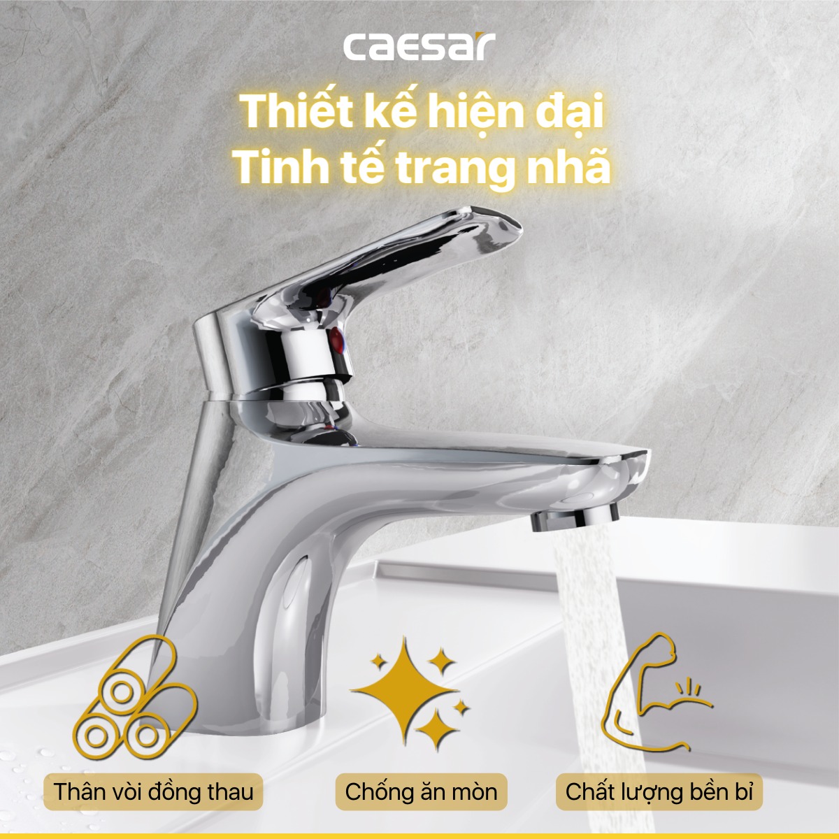 Vòi chậu lavabo nóng lạnh Caesar B560CU