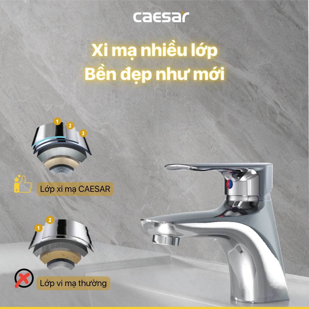 Vòi chậu lavabo nóng lạnh Caesar B560CU