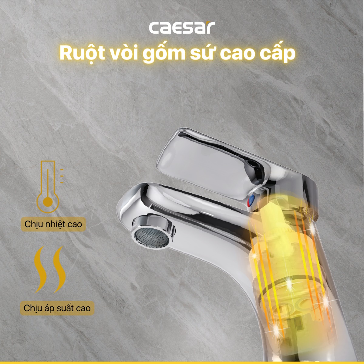 Vòi chậu lavabo nóng lạnh Caesar B560CU