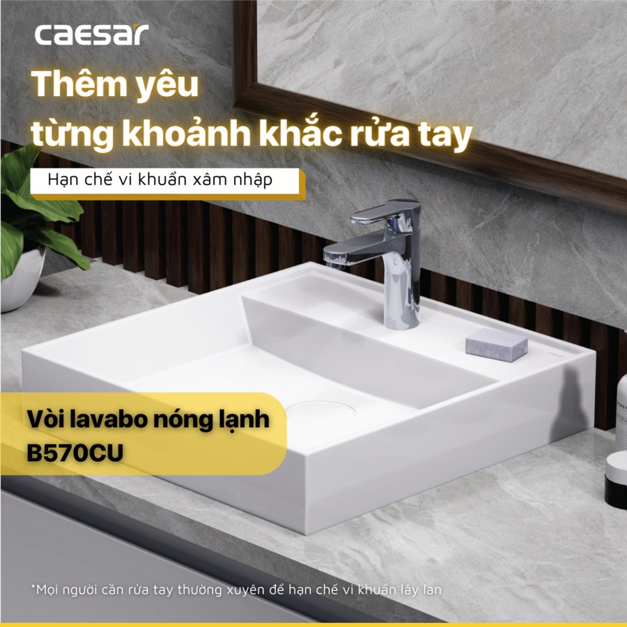 Vòi chậu lavabo nóng lạnh Caesar B570CU