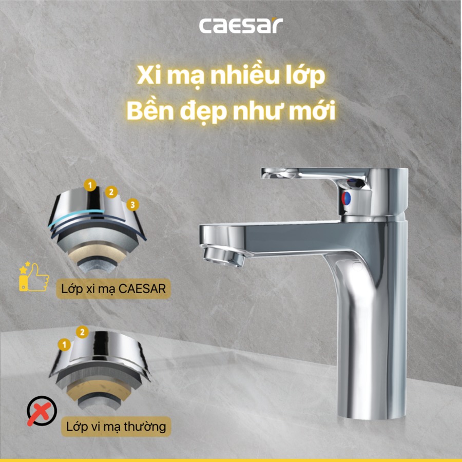 Vòi chậu lavabo nóng lạnh Caesar B570CU
