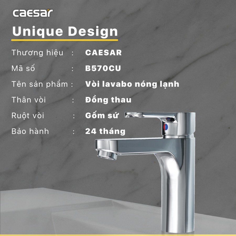 Vòi chậu lavabo nóng lạnh Caesar B570CU
