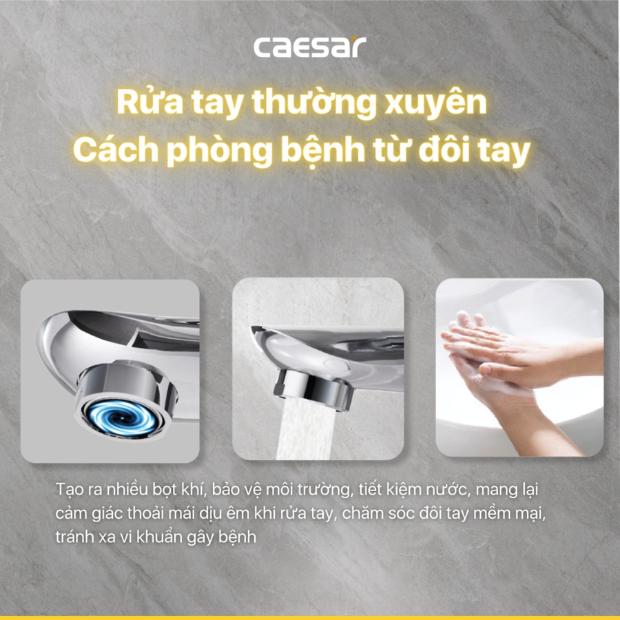 Vòi chậu lavabo nóng lạnh Caesar B730CU