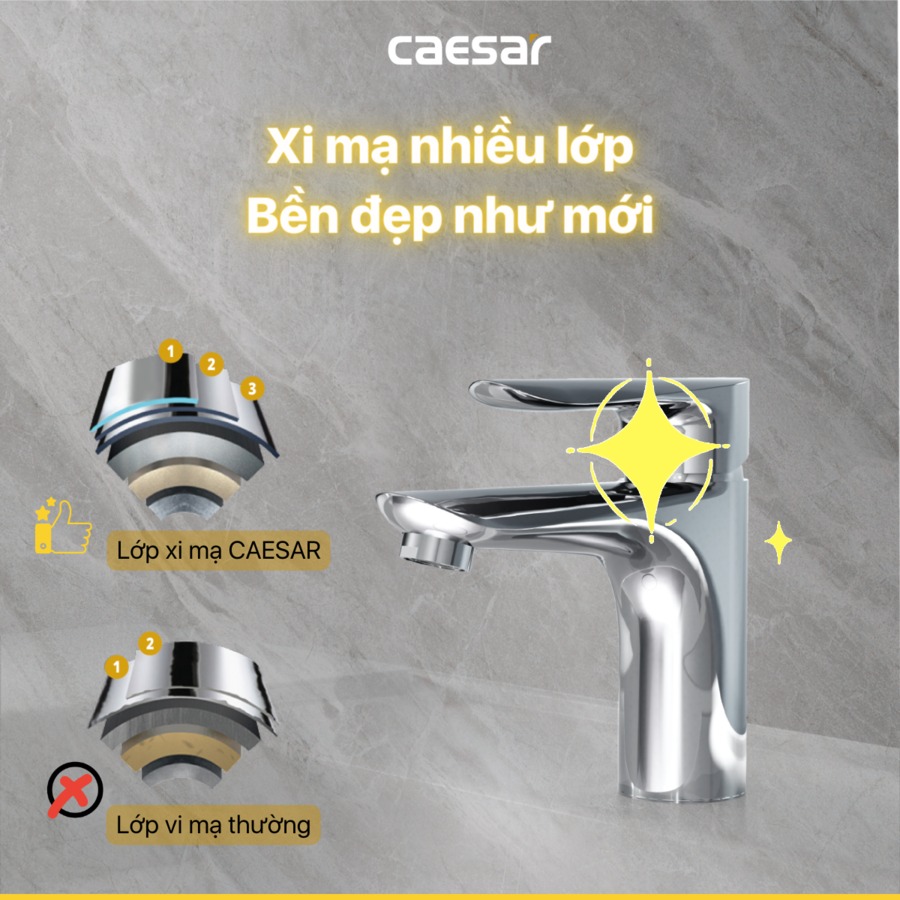 Vòi chậu lavabo nóng lạnh Caesar B730CU