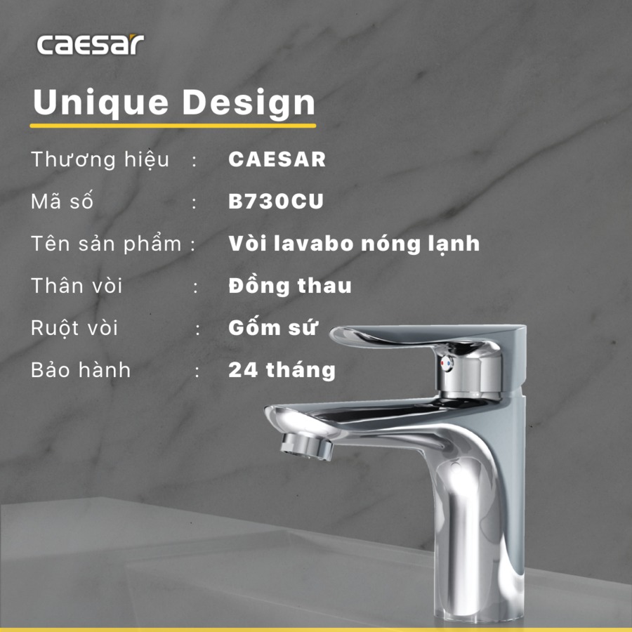 Vòi chậu lavabo nóng lạnh Caesar B730CU