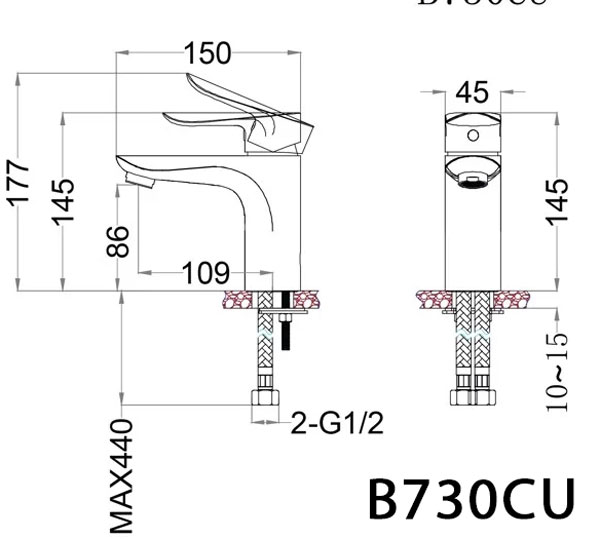 Vòi chậu lavabo nóng lạnh Caesar B730CU