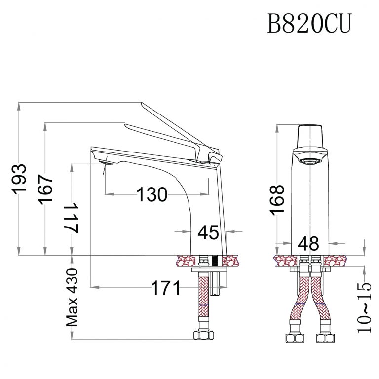 Vòi chậu lavabo nóng lạnh Caesar B820CU