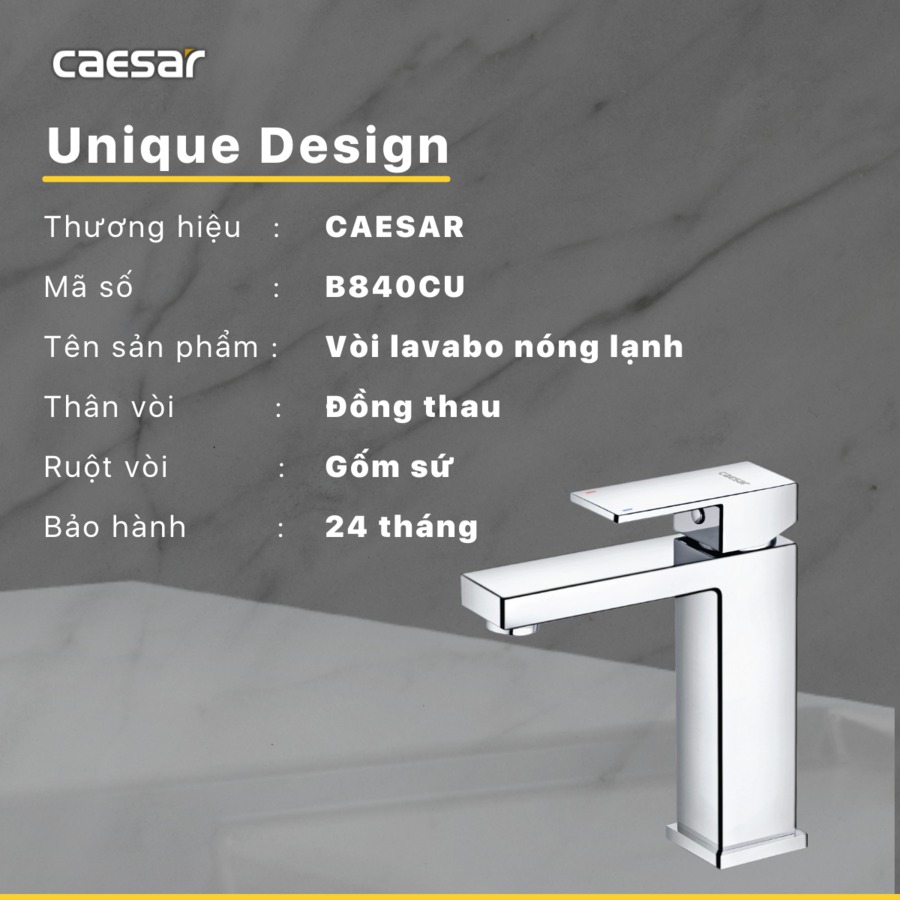 Vòi chậu lavabo nóng lạnh Caesar B840CU