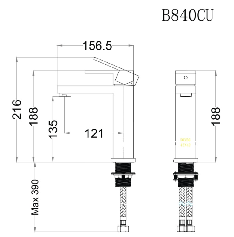 Vòi chậu lavabo nóng lạnh Caesar B840CU